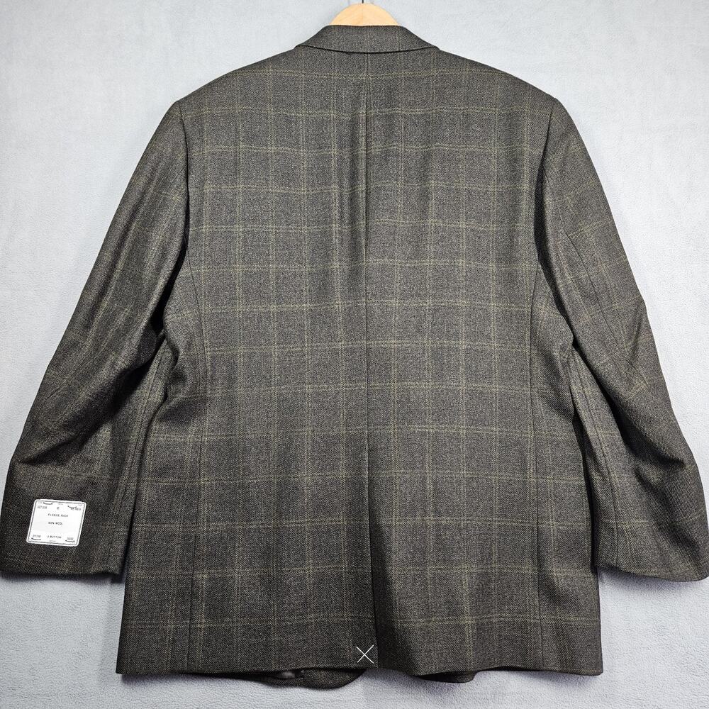 Jos A Bank Blazer Mens 46R Wool Brown Fleece Rich Sportcoat Jacket Windowpane - Picture 9 of 16